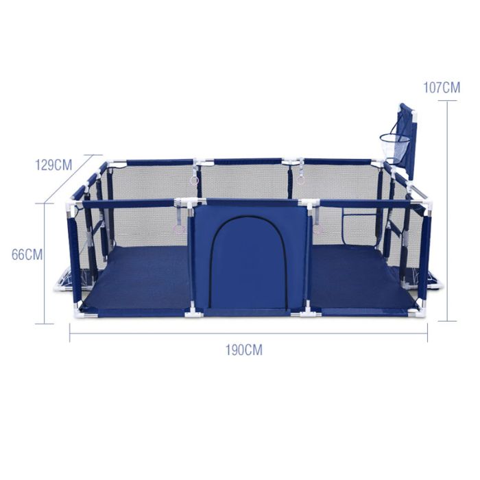 Parque Infantil Azul – Rectangular / 190x129cm / Cesto – PROPREMIUM