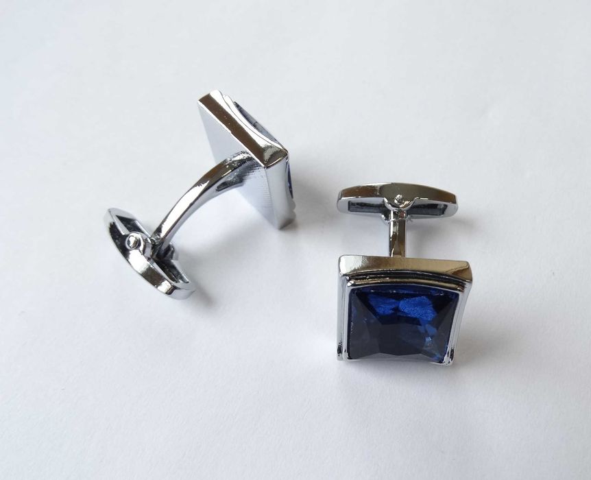 Klasyczne spinki do mankietów koszuli mankietowe niebieskie na ślub