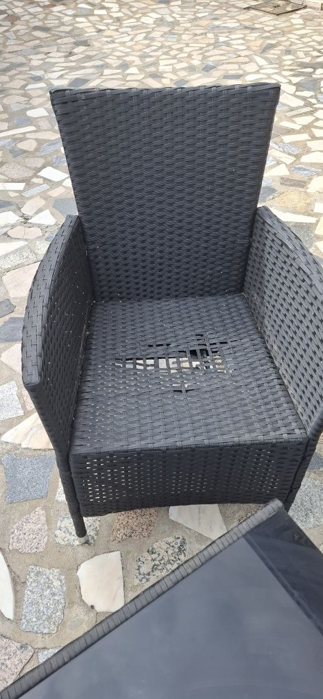 Conjunto de mobiliário de jardim Firenze 4 lugares Preto