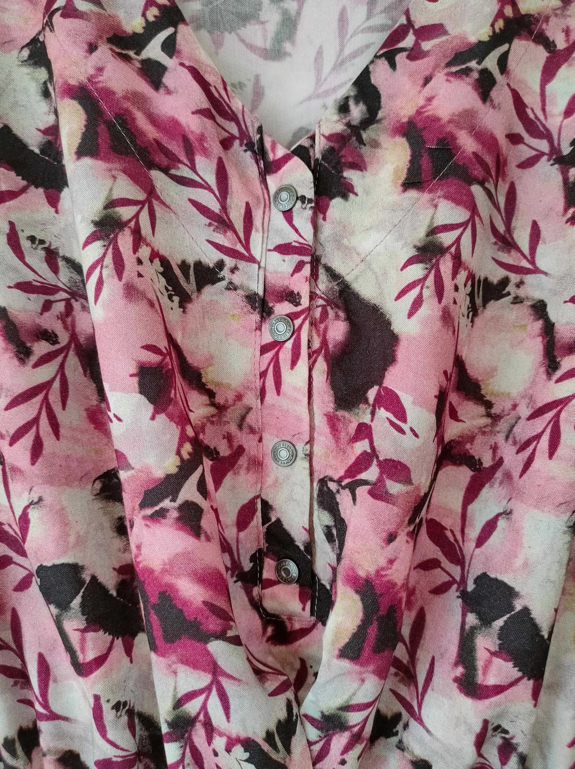 NOWA sukienka Bodyflirt 44/46 (XXL) różowo-beżowa z wiskozy trapezowa