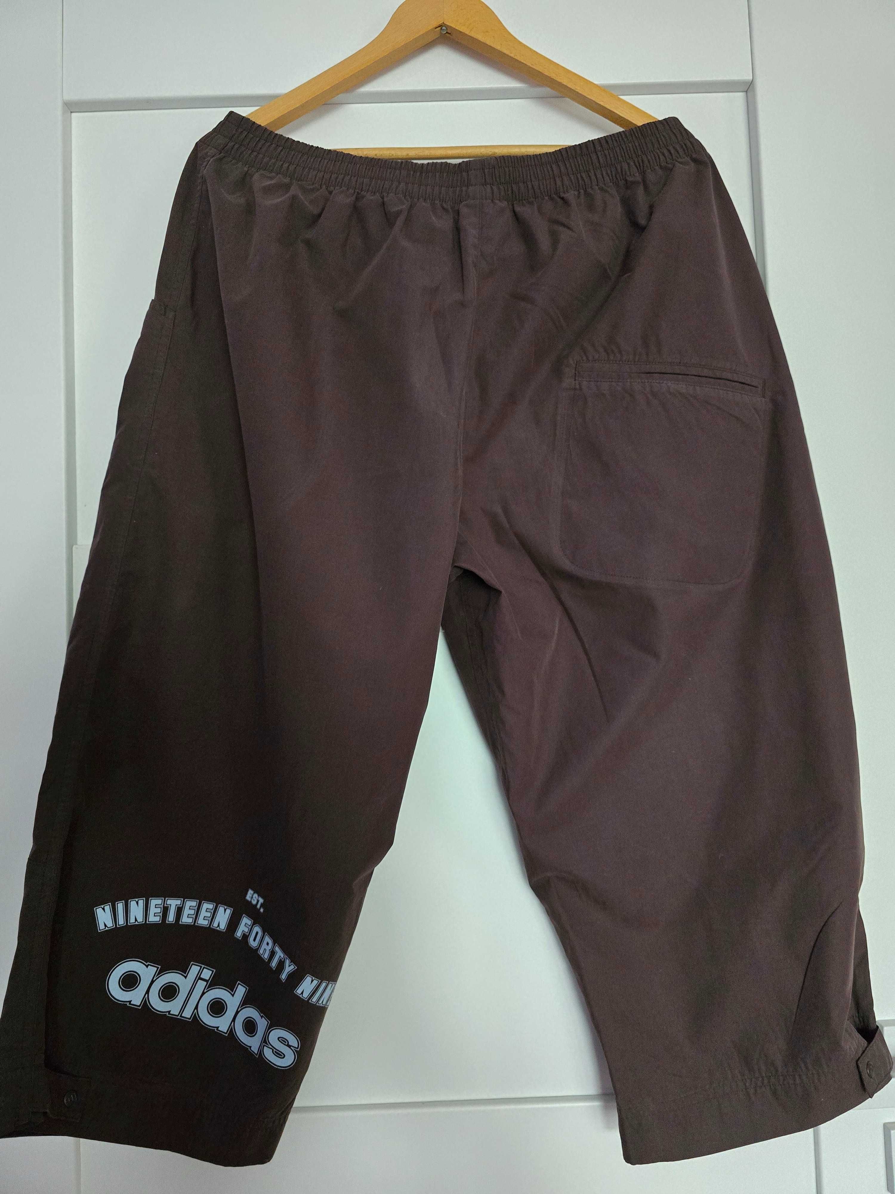 Spodnie bojówki chłopięce 3/4 adidas brązowe cienkie