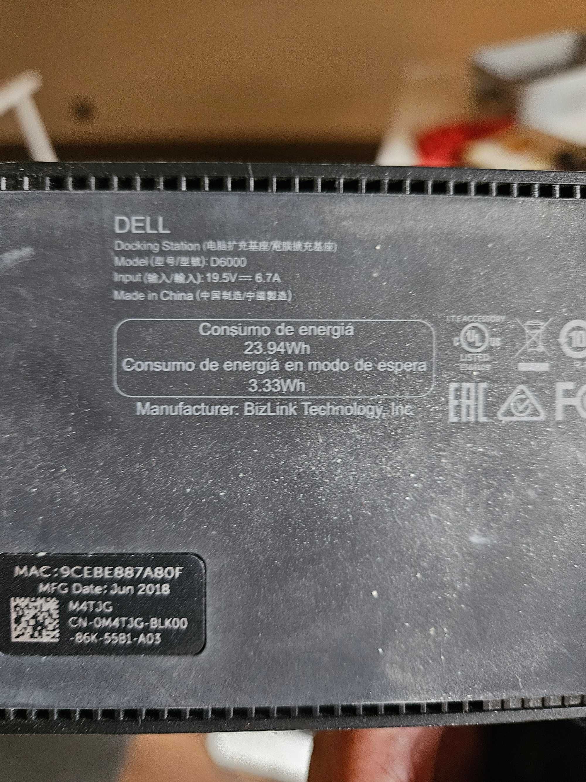 Stacja dokująca (działa sprawnie z macbook) usb-c, Dell D6000