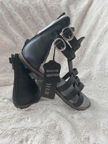 Sandały sandałki czarne skóra naturalna rozm. 30 Units Leather