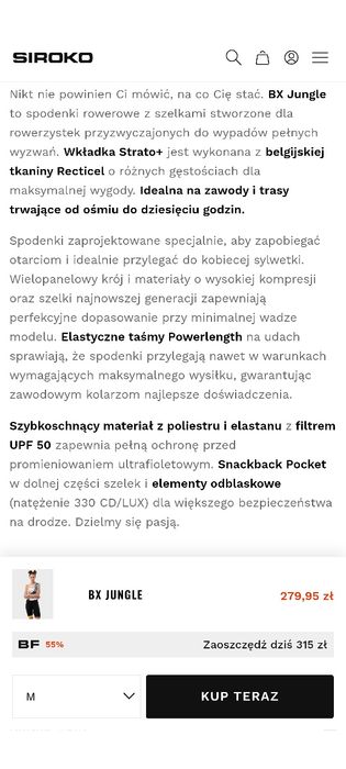 Spodenki rowerowe Siroko M
