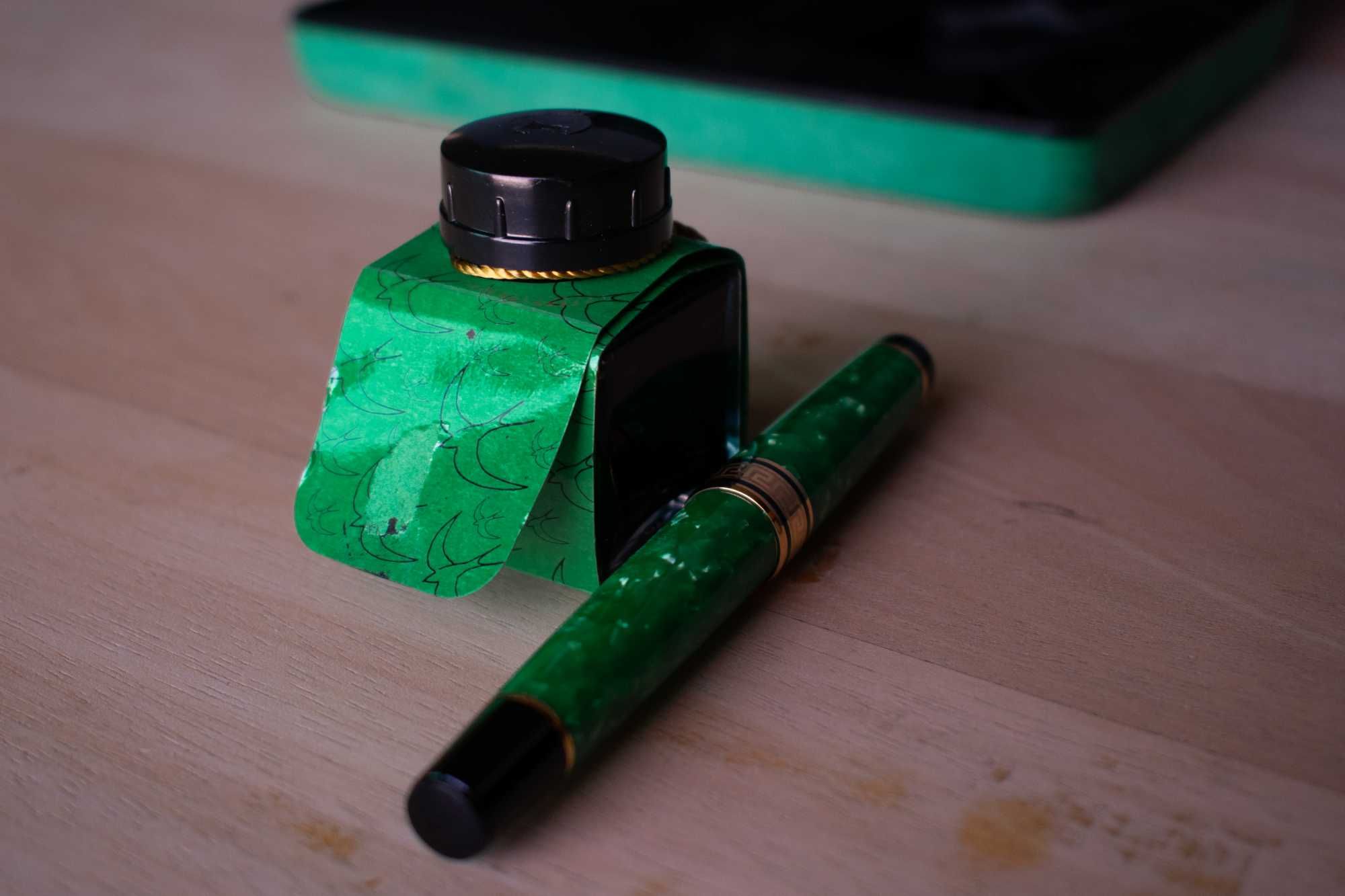 Caneta tinteiro Aurora Primavera verde mármore ouro 18K - NEGOCIÁVEL