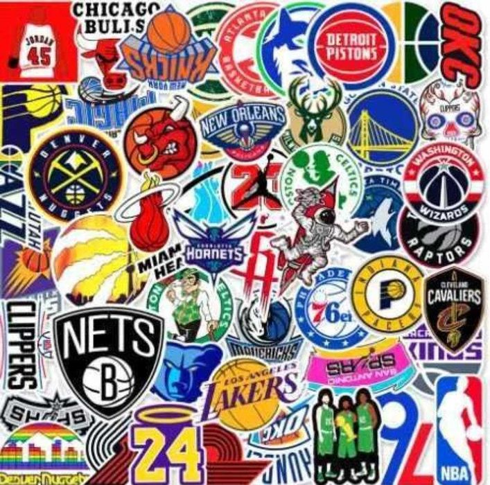 Наклейки стикеры NBA с логотипами команд 50 шт