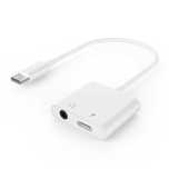 Adapter audio mini Jack żeński 3.5mm i USB-C męski do USB-CM biały