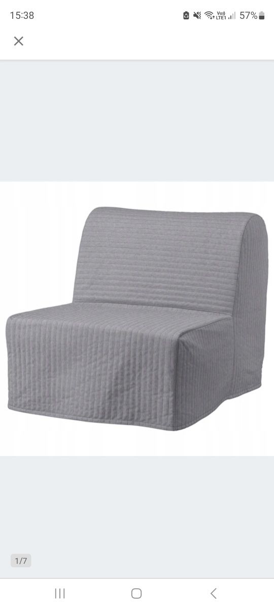 Ikea fotel rozkładany lozko szary sofa