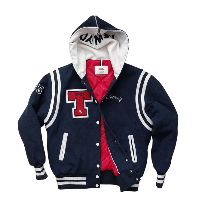 Tommy Hilfiger kurtka damska bejsbolówka ocieplana wełna z kapturem M