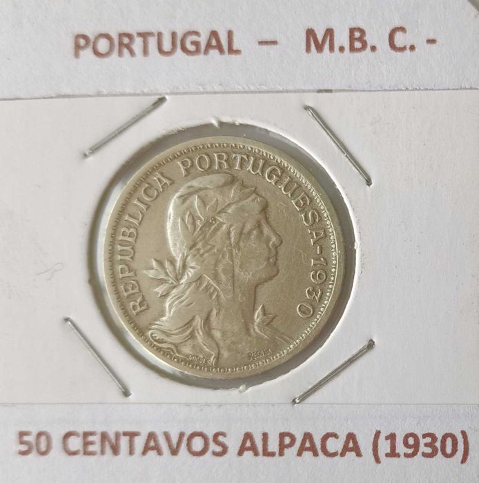 4 Moedas Portuguesas da 2⁰ República 50 Centavos ( Alpaca )