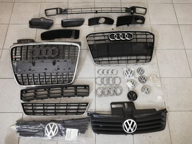 Grelhas e símbolos VW, Audi, Seat e Skoda.