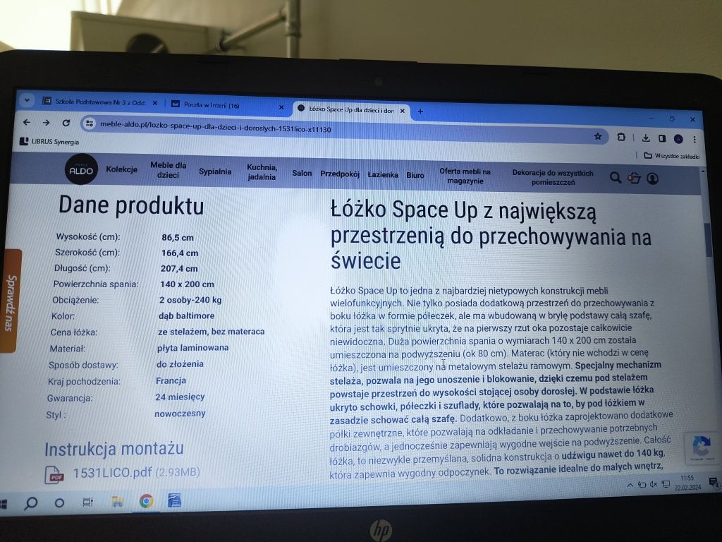 Łóżko szafa space up