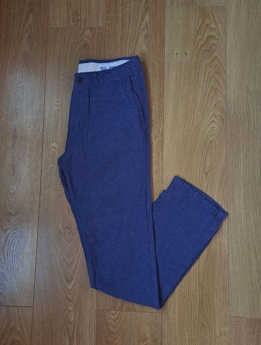 Сині чоловічі льняні брюки штани/літні штани