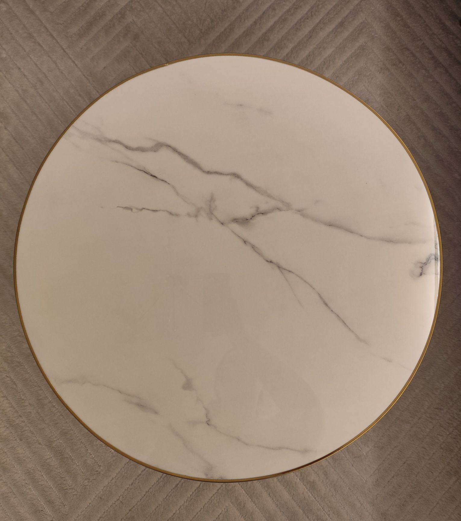 Stolik kawowy biały złoty 60cm