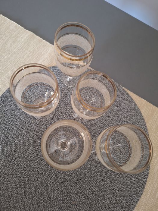 Kieliszki z PRL pozłacane 5 szt