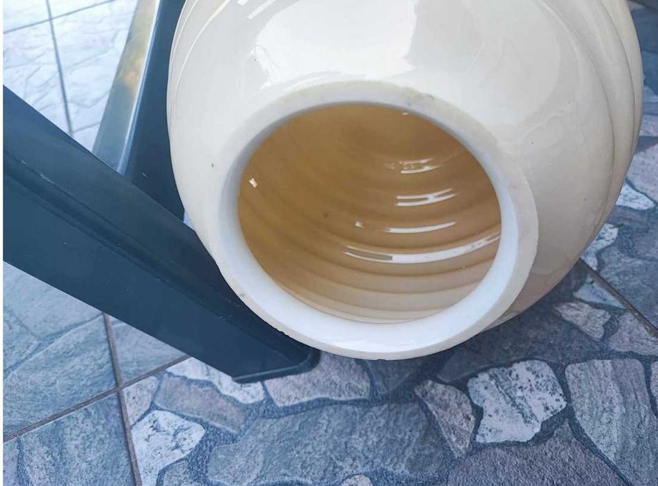 Art deco klosz kula miodowa,duża,śr.montaż.11,7 cm.