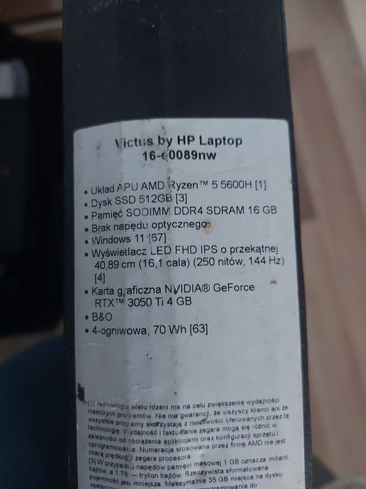 Nowy Hp victus 16-e0089nw laptop
