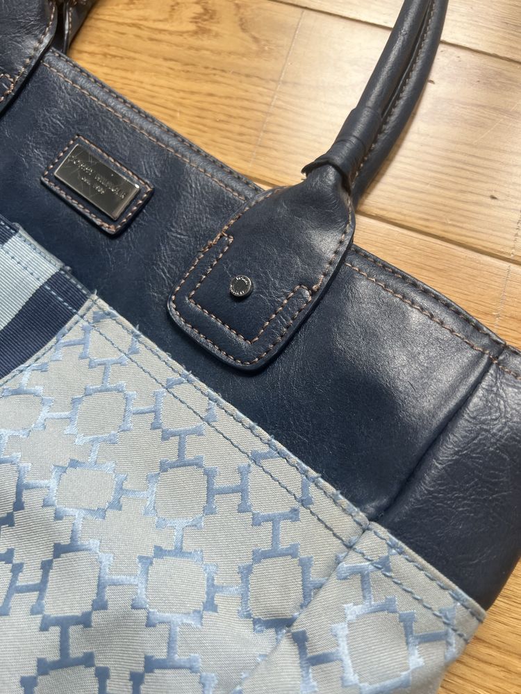 Duża torba shopper torebka z uszami granatowa Tommy Hilfiger