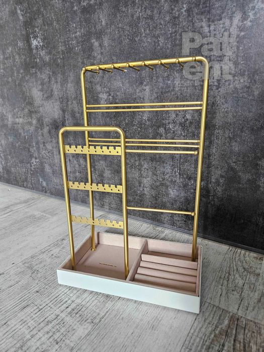 Złoty biały organizer szkatułka na biżuterię przechowywanie prezent