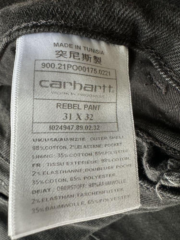 Джинси Carhartt WIP Rebel Pant чорні