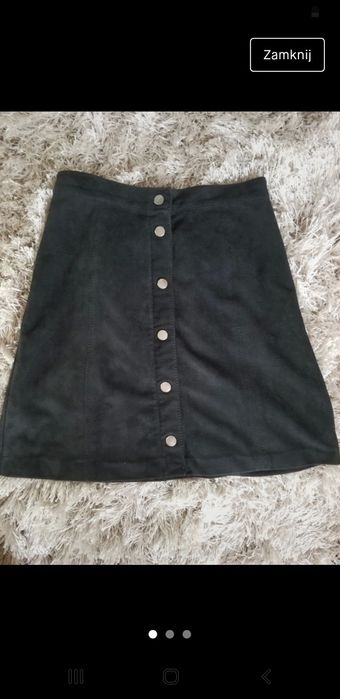 zamszowa spódnica mini rozmiar 34 XS z imitacja guzików