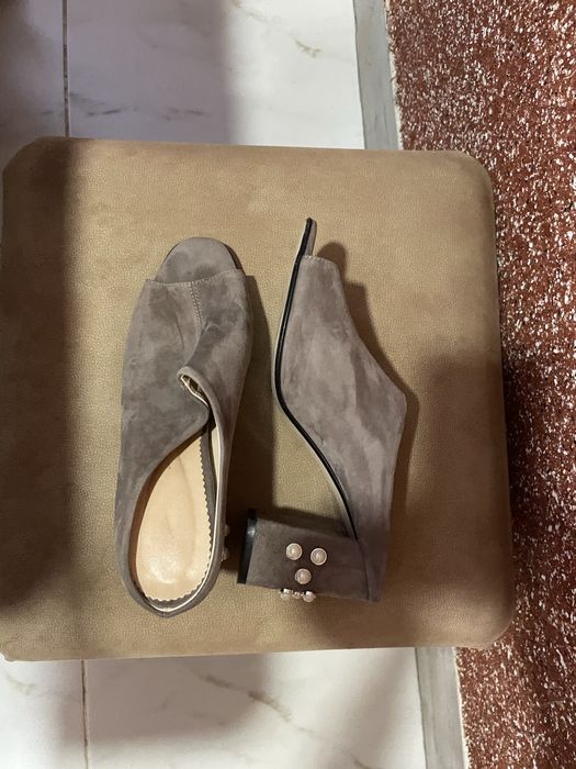 Сабо замша на каблуке