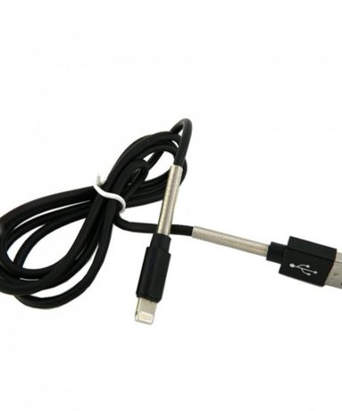 Кабель USB WALKER з пружинками iPhone black