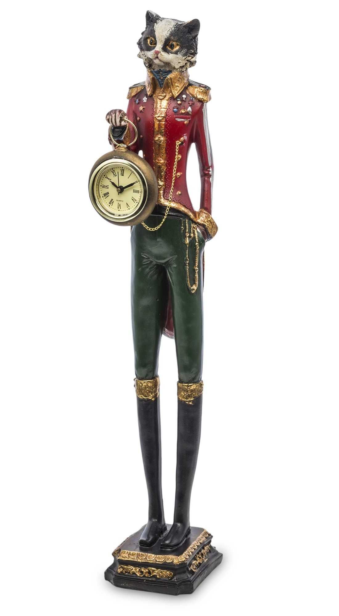 Figura kota z zegarkiem pierrot - wysokość 43 cm