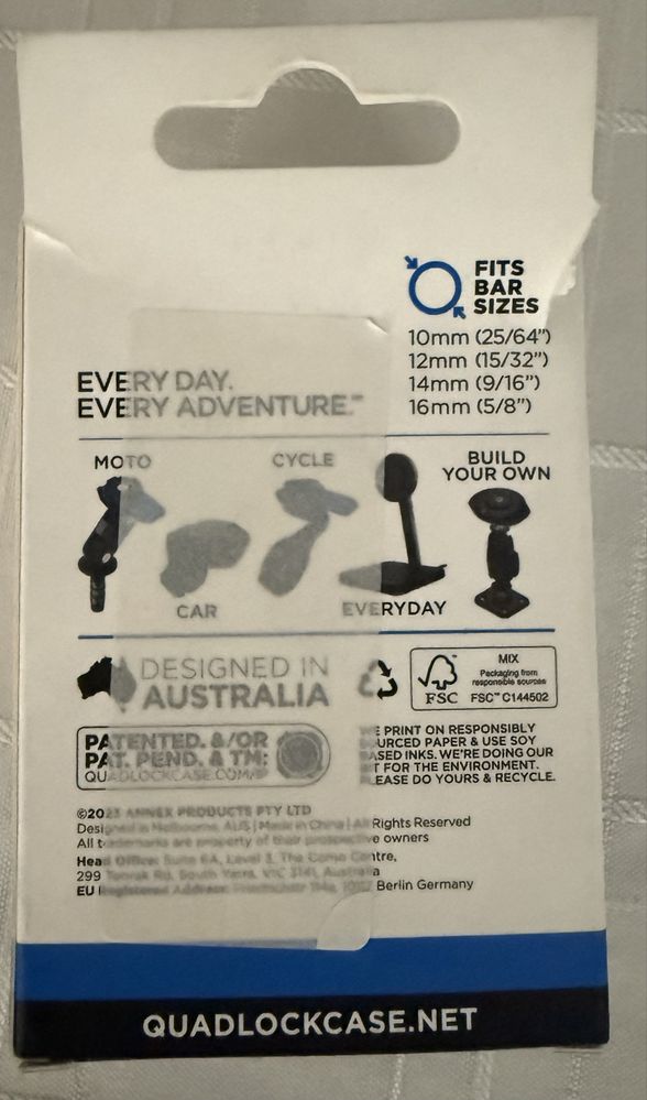 Quadlock motorcycle mirror mount