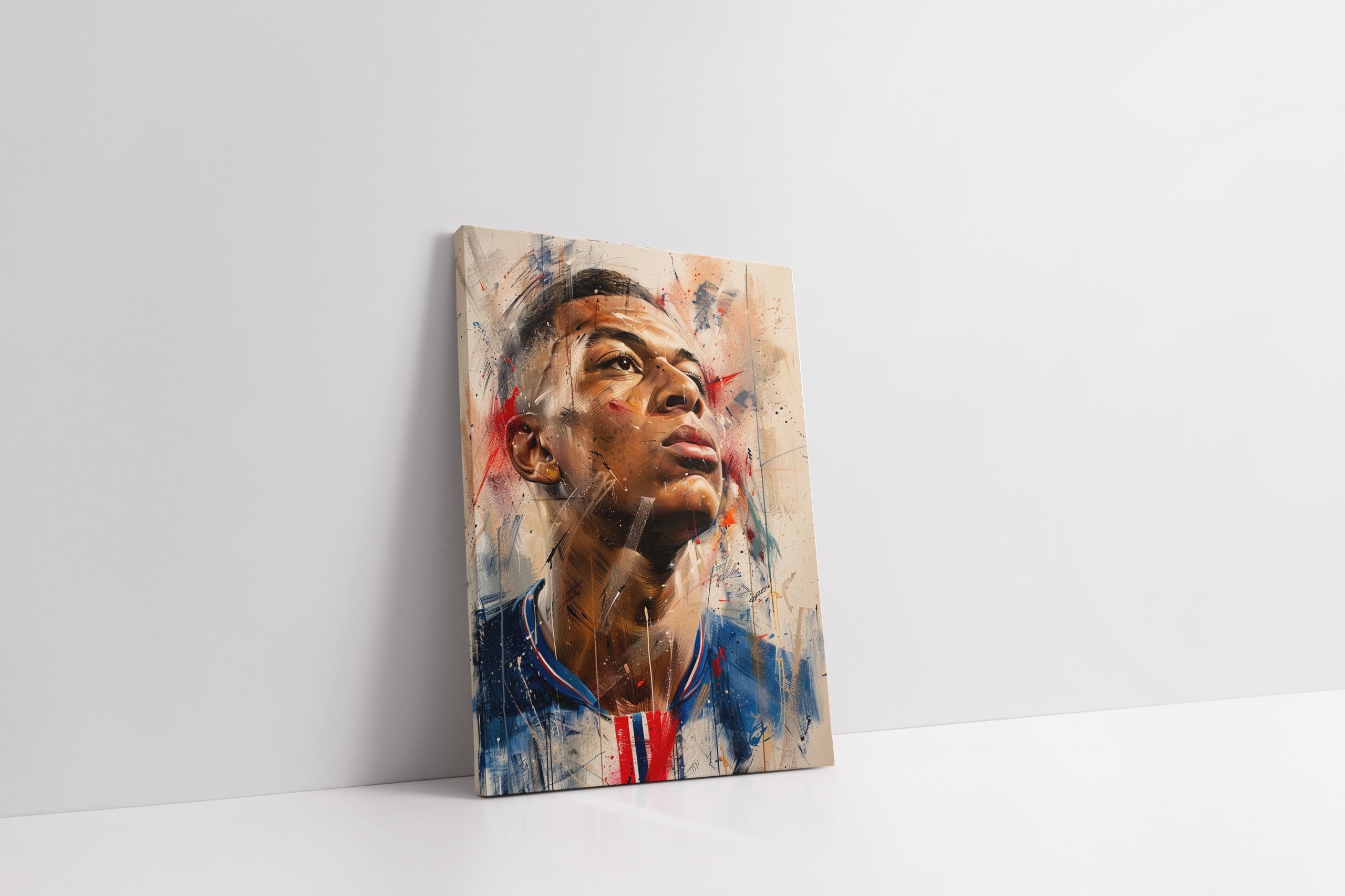 Nowoczesny Portret Kyliana Mbappé na płótnie 30x40 cm do wnętrz