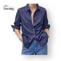 Massimo Dutti , Damska koszula dżinsowa Slim Fit, długa, z rękawami