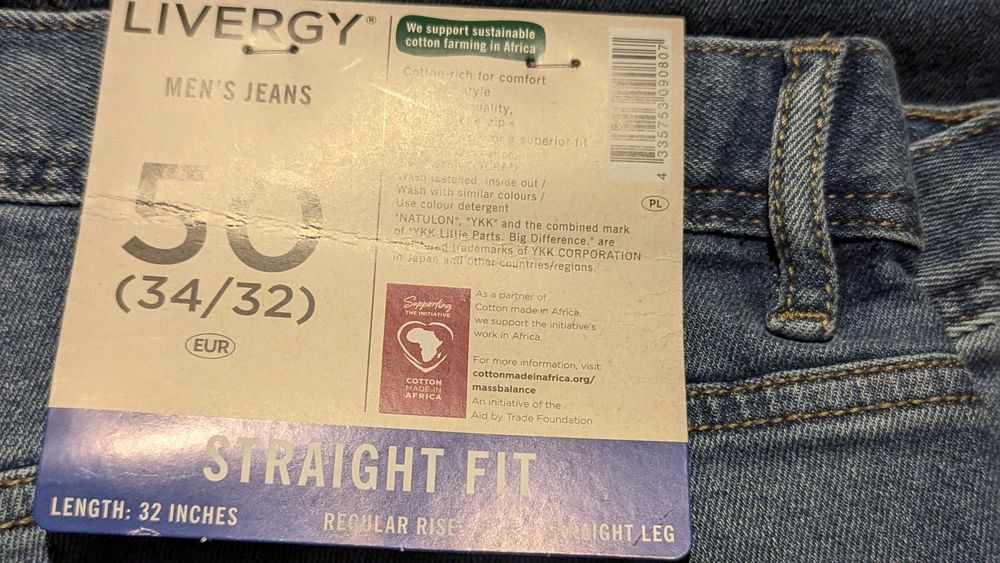 Jeansy męskie straight fit. Rozmiar 50. 34/32.