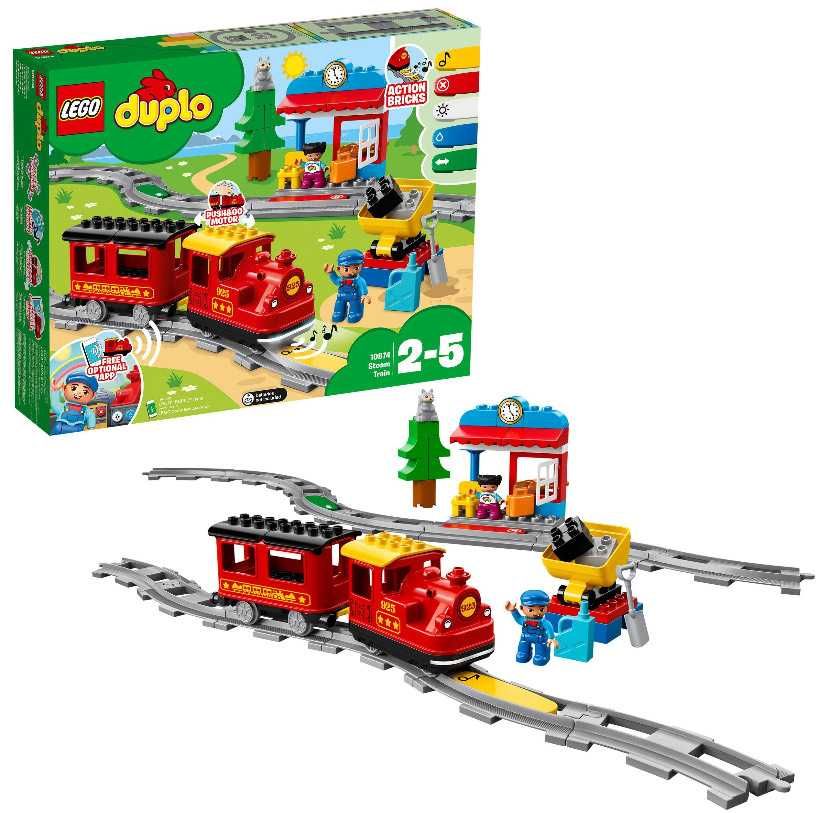 LEGO DUPLO Pociąg parowy 10874 KLOCKI zestaw tory kolejowe duży