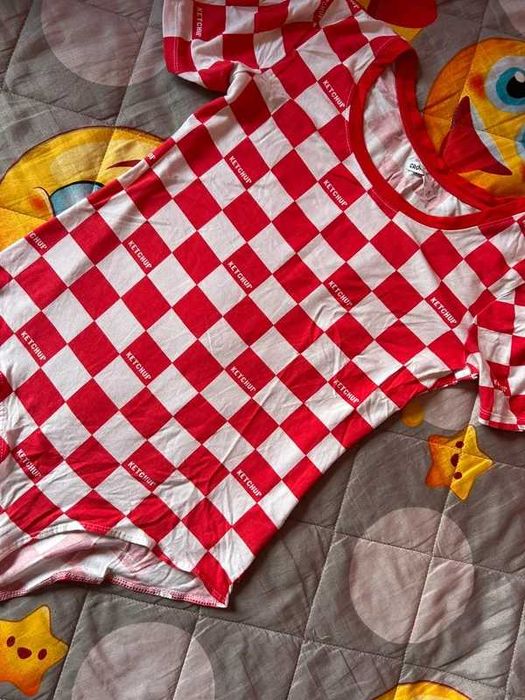 Czerwono białe body w kratkę