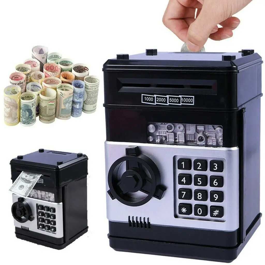 Сейф скарбничка з кодовим замком, дитячий банкомат з купюроприймачем