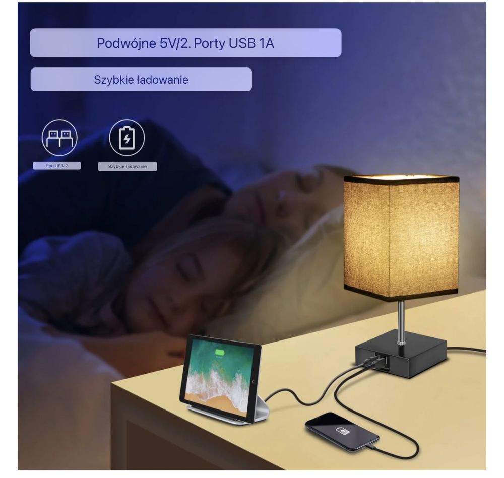 Zestaw lamp nocnych z ładowaniem USB