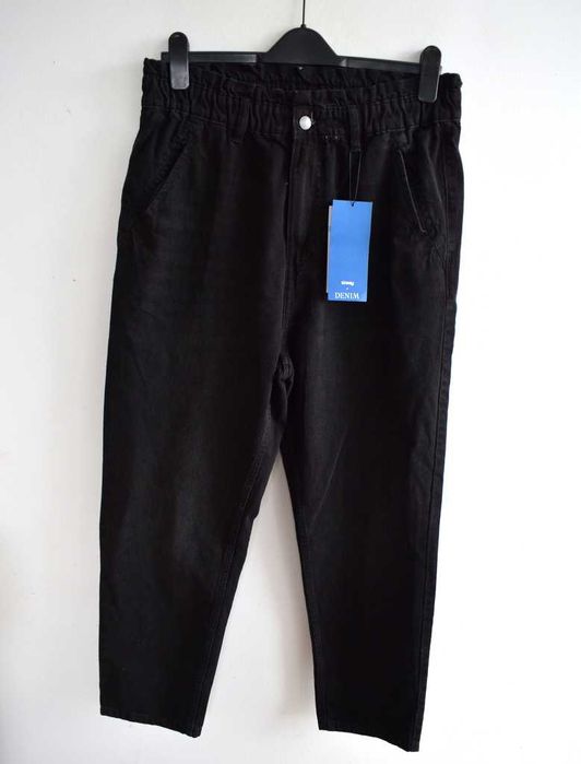 Spodnie damskie Sinsay proste wysoki stan czarne jeansy 44 xxl