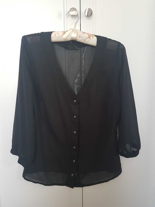 Bluzka szyfonowa czarna M