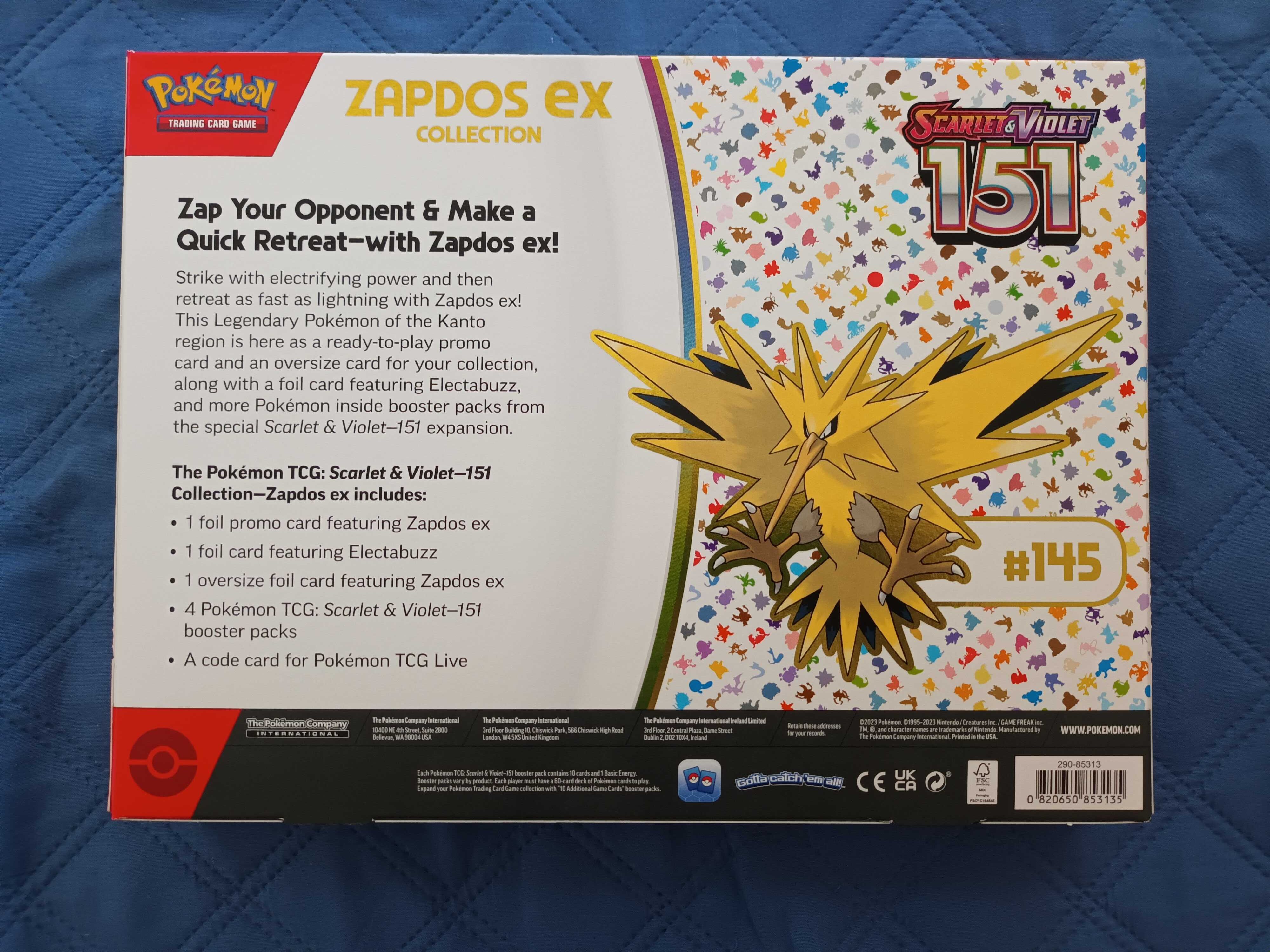 Pokemon 151 Zapdos Ex box selada e em inglês