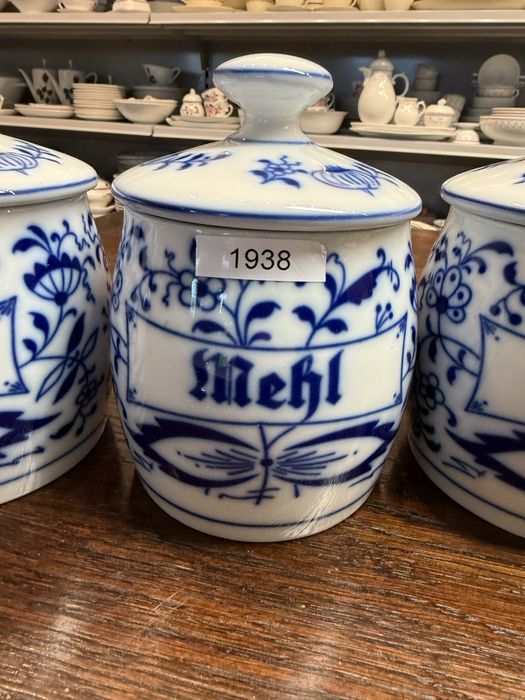 Gerold pojemmniki kuchenne kobaltowe wzór słomkowy dekoracja 1938