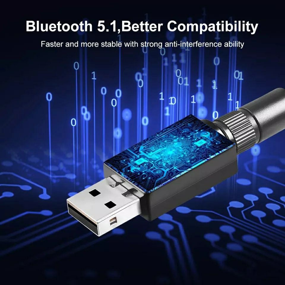 USB Bluetooth 5.1 адаптер с мощной внешней антенной ZEXMTE BT5.1 100m