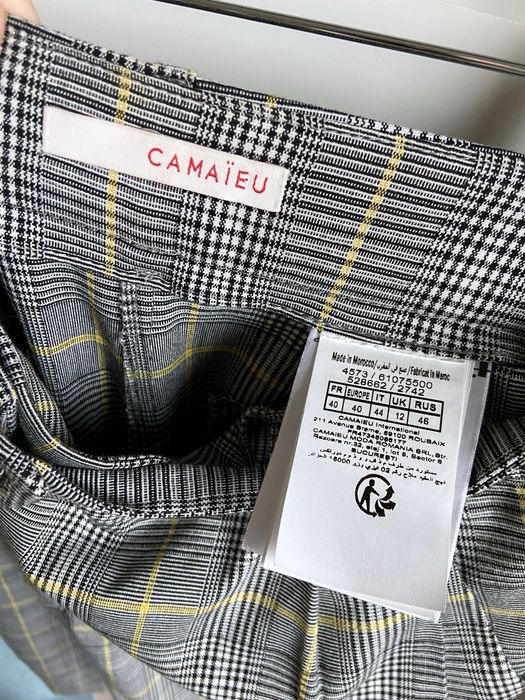Spodnie kuloty kratka camaieu L wysoki stan pasek szerokie nogawki