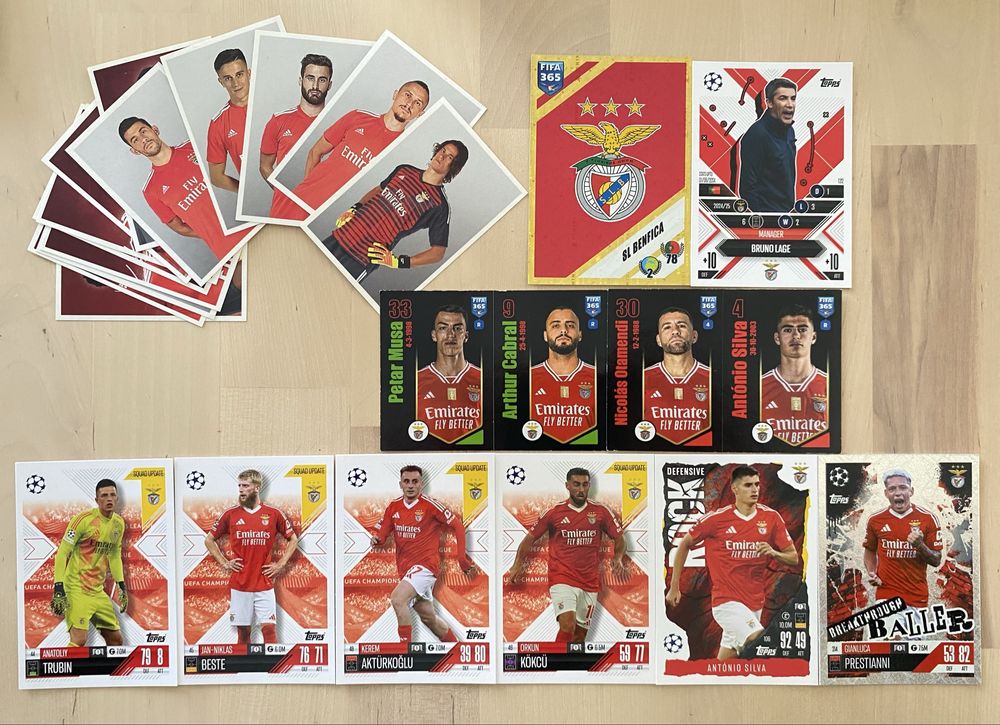 Mais de 60 Cromos Atuais ou Ex Jogadores do SLB Benfica Panini e Topps