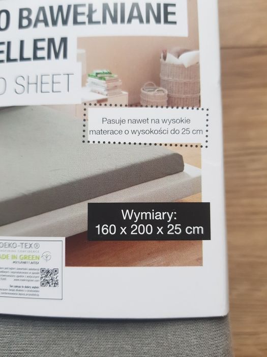 Nowe przescieradlo bawełniane Smukee Home rozmiar 160x200x25cm z gumka