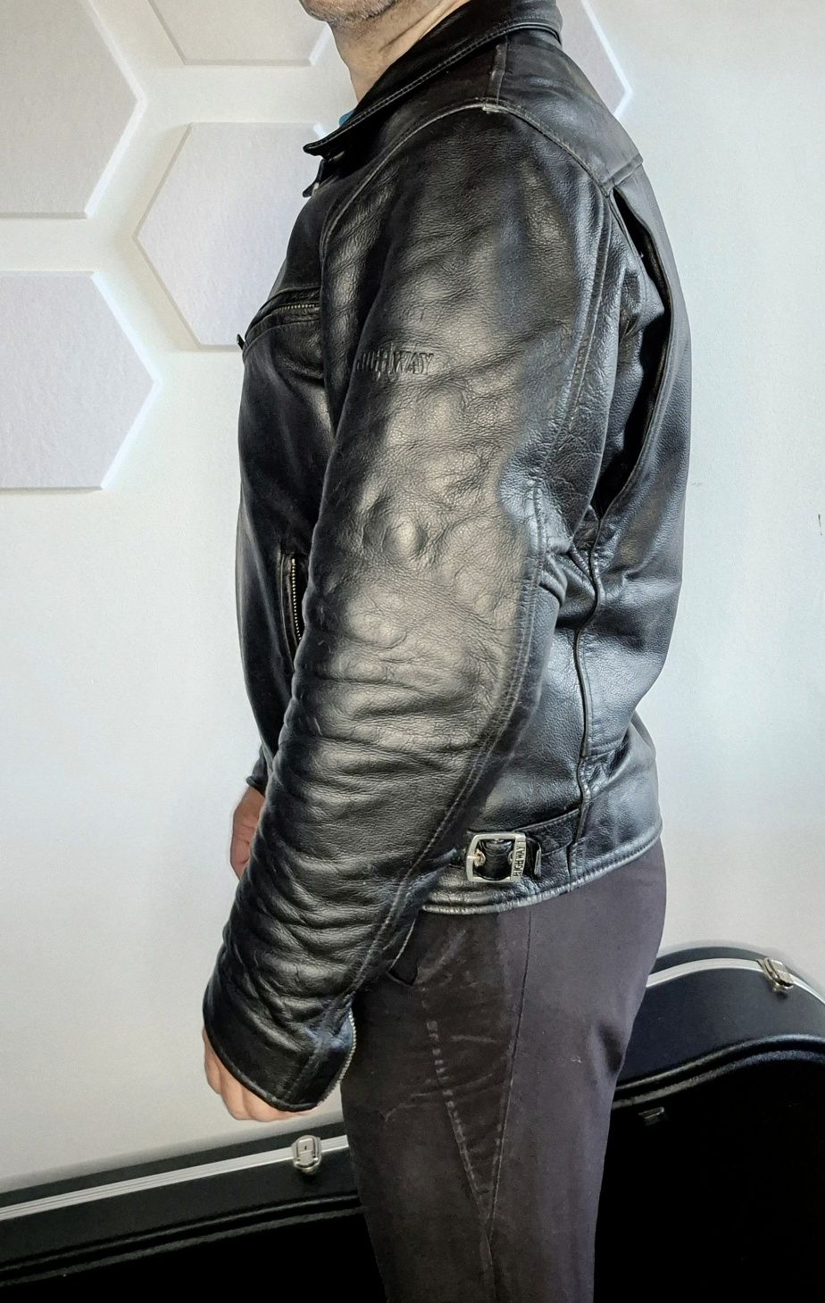 Casaco couro mota Highway One Louis, cafe racer vintage