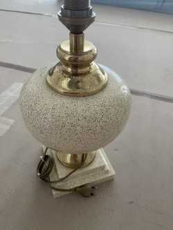 Candeeiro de mesa em cerâmica Bege creme e dourado