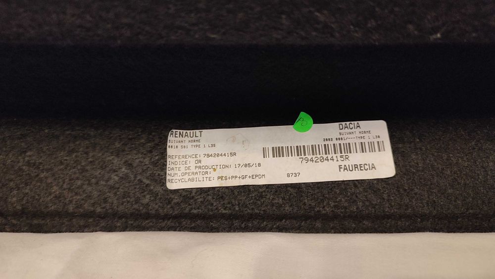 Tylna półka do bagażnika do DACIA DUSTER 2 (2017 - 2024) oryginalna