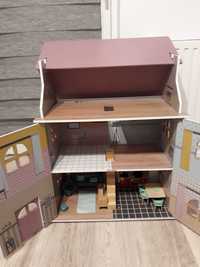 Domek dla lalek + wyposażenie salon kuchnia