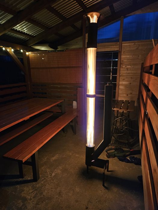 Piec rakietowy na pellet promiennik parasol grzewczy