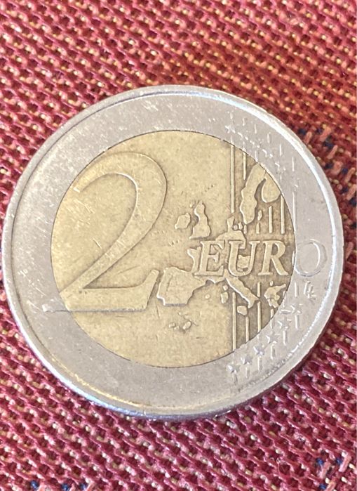 Moeda de 2 euros 2002 defeito de impressão raro, letra F